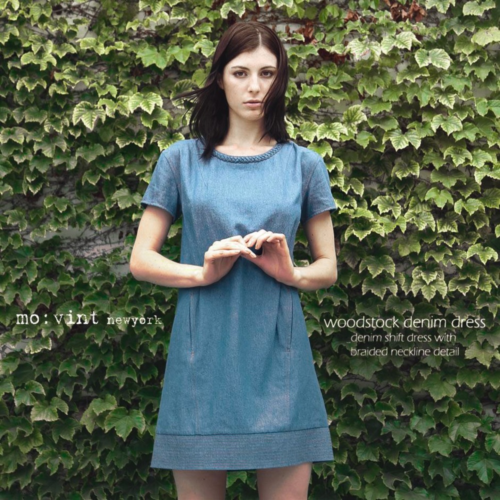 ANTHROPOLOGIE Mo Vint Woodstock Denim Shift Dress